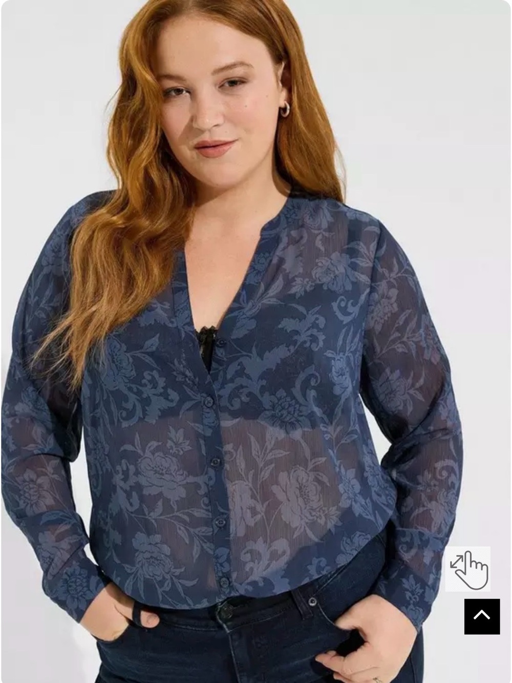 torrid Navy Chiffon Pullover Long Sleeve Blouse 5 NWT